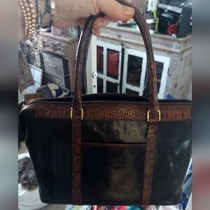 BRAHMIN Elegant Black and Brown CROC Handbag
